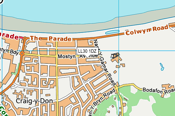 LL30 1DZ map - OS VectorMap District (Ordnance Survey)