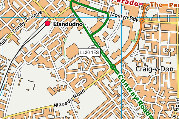 LL30 1ES map - OS VectorMap District (Ordnance Survey)