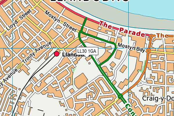 LL30 1GA map - OS VectorMap District (Ordnance Survey)