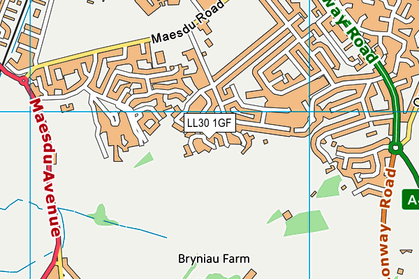 LL30 1GF map - OS VectorMap District (Ordnance Survey)