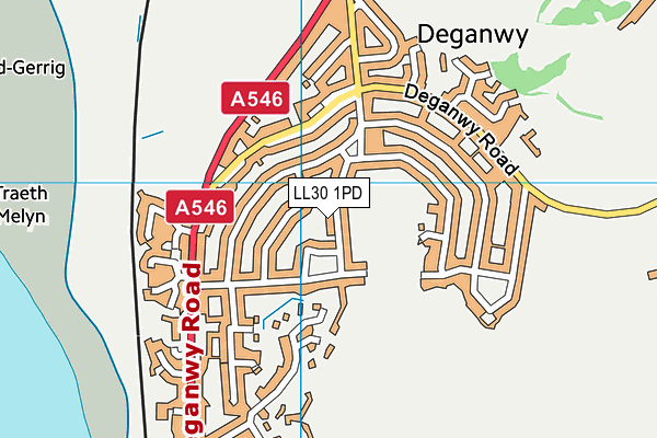 LL30 1PD map - OS VectorMap District (Ordnance Survey)