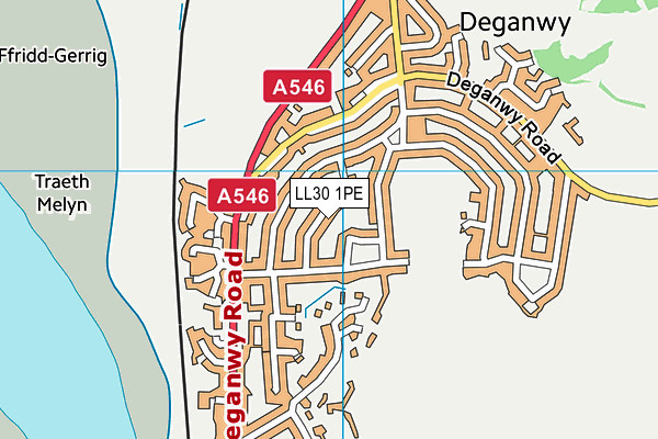 LL30 1PE map - OS VectorMap District (Ordnance Survey)