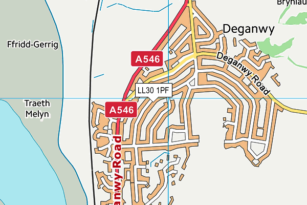 LL30 1PF map - OS VectorMap District (Ordnance Survey)