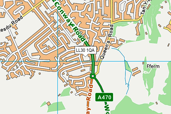 LL30 1QA map - OS VectorMap District (Ordnance Survey)