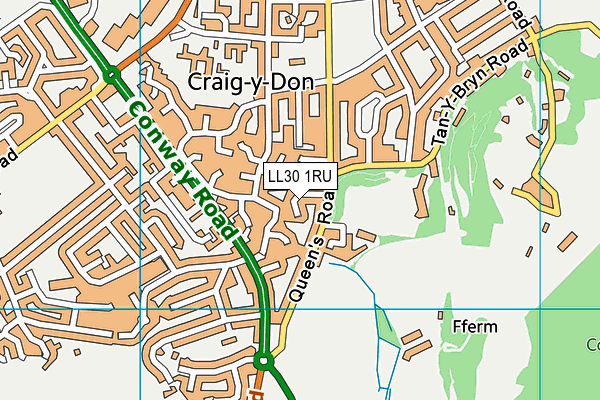 LL30 1RU map - OS VectorMap District (Ordnance Survey)