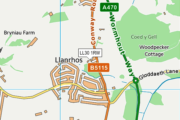 LL30 1RW map - OS VectorMap District (Ordnance Survey)