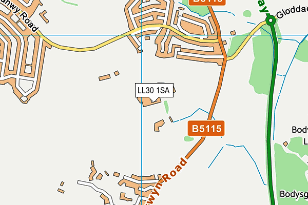 LL30 1SA map - OS VectorMap District (Ordnance Survey)