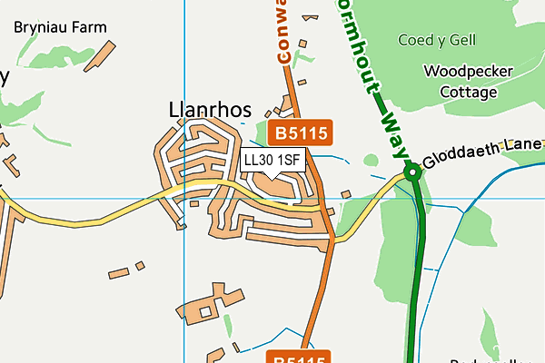 LL30 1SF map - OS VectorMap District (Ordnance Survey)