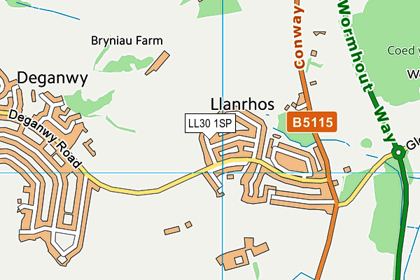 LL30 1SP map - OS VectorMap District (Ordnance Survey)