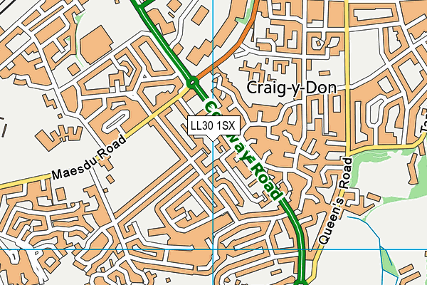 LL30 1SX map - OS VectorMap District (Ordnance Survey)