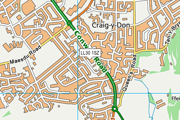 LL30 1SZ map - OS VectorMap District (Ordnance Survey)