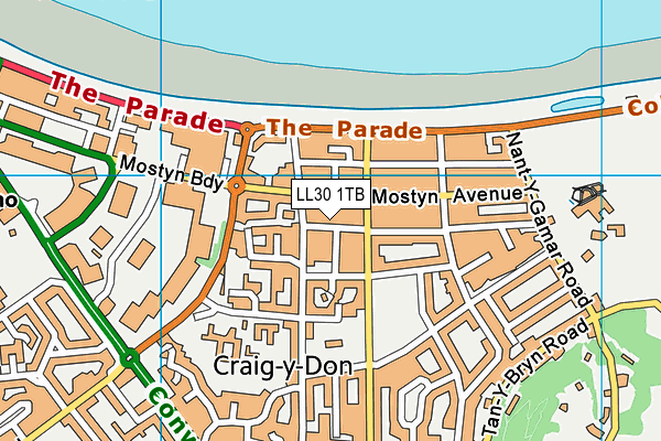 LL30 1TB map - OS VectorMap District (Ordnance Survey)