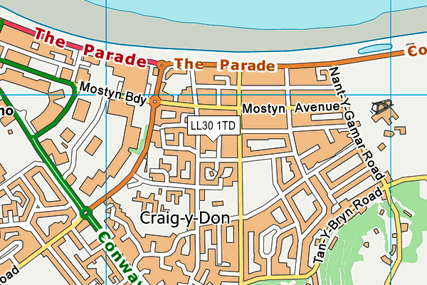 LL30 1TD map - OS VectorMap District (Ordnance Survey)