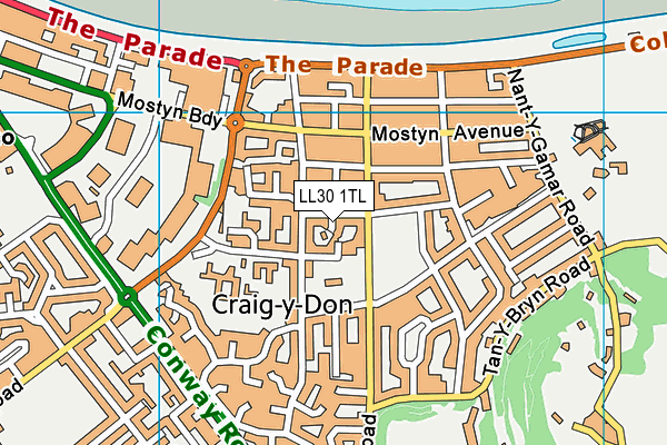 LL30 1TL map - OS VectorMap District (Ordnance Survey)