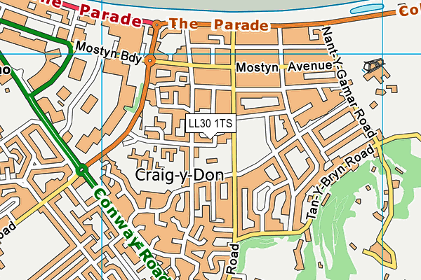 LL30 1TS map - OS VectorMap District (Ordnance Survey)