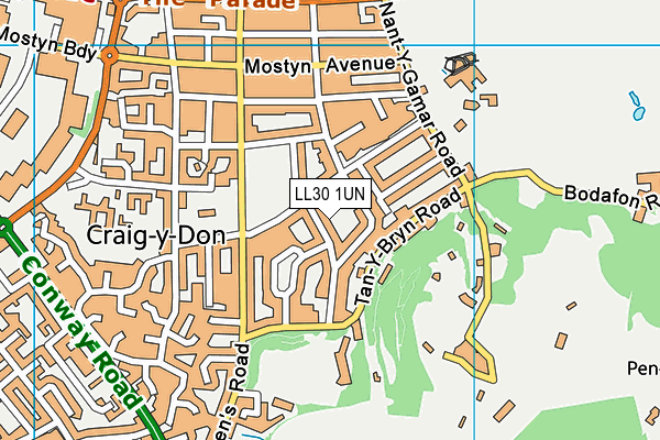 LL30 1UN map - OS VectorMap District (Ordnance Survey)