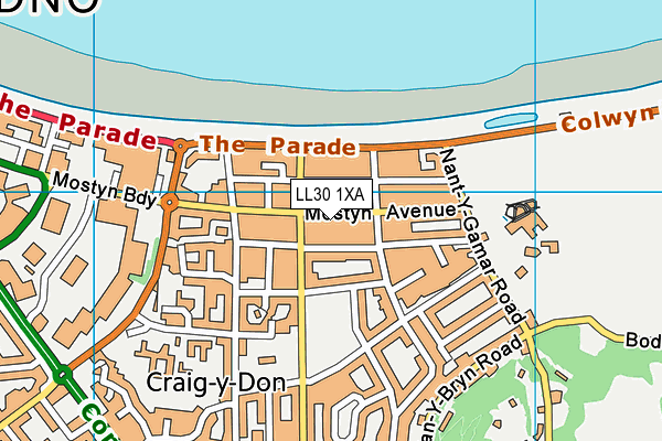 LL30 1XA map - OS VectorMap District (Ordnance Survey)