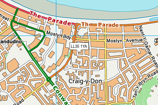 LL30 1YA map - OS VectorMap District (Ordnance Survey)