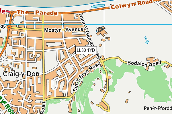 LL30 1YD map - OS VectorMap District (Ordnance Survey)