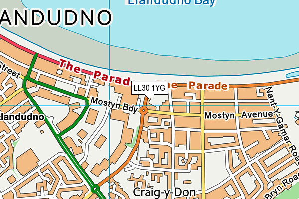 LL30 1YG map - OS VectorMap District (Ordnance Survey)