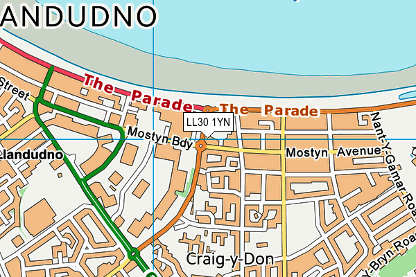 LL30 1YN map - OS VectorMap District (Ordnance Survey)