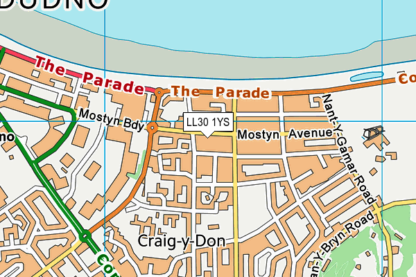 LL30 1YS map - OS VectorMap District (Ordnance Survey)