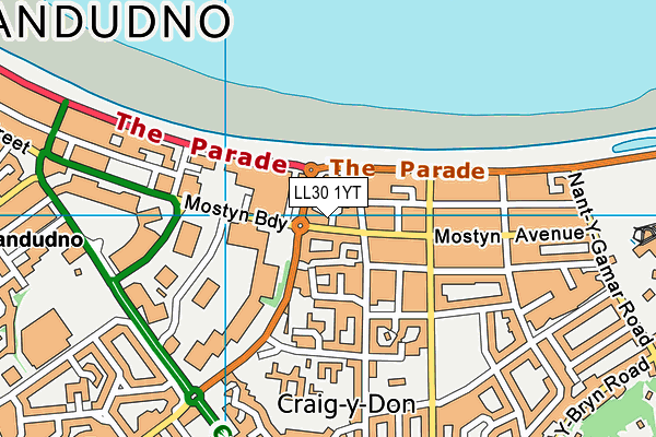 LL30 1YT map - OS VectorMap District (Ordnance Survey)