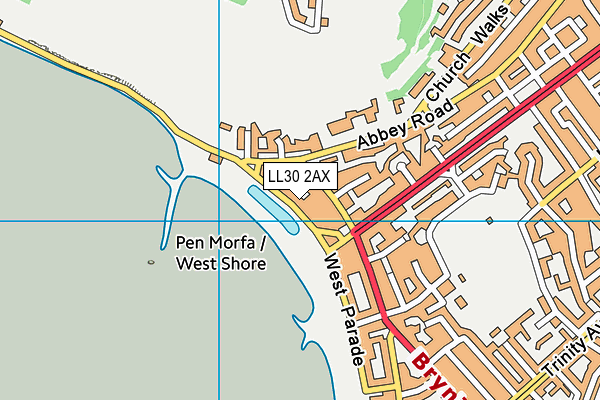 LL30 2AX map - OS VectorMap District (Ordnance Survey)