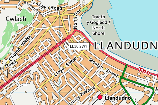 LL30 2WY map - OS VectorMap District (Ordnance Survey)