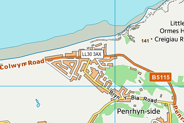 LL30 3AX map - OS VectorMap District (Ordnance Survey)