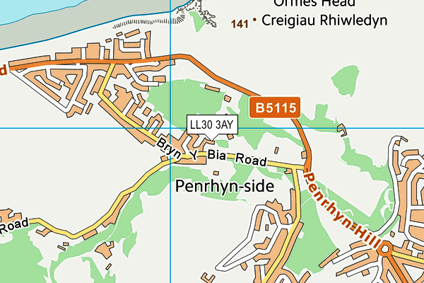 LL30 3AY map - OS VectorMap District (Ordnance Survey)