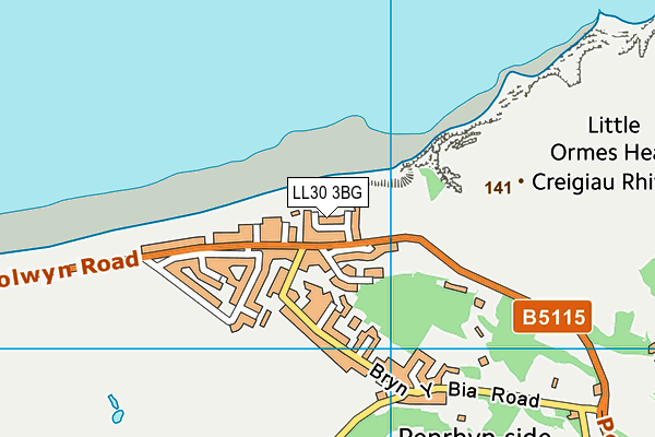 LL30 3BG map - OS VectorMap District (Ordnance Survey)