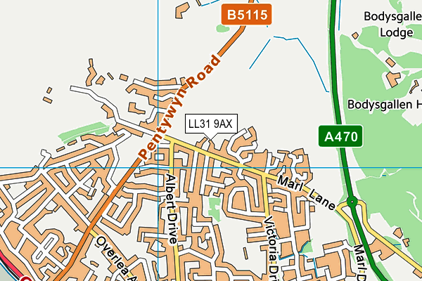 LL31 9AX map - OS VectorMap District (Ordnance Survey)
