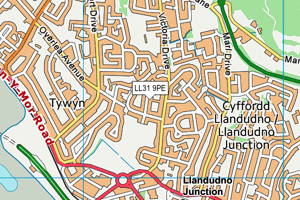 LL31 9PE map - OS VectorMap District (Ordnance Survey)