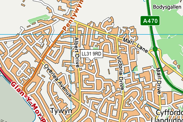 LL31 9RD map - OS VectorMap District (Ordnance Survey)