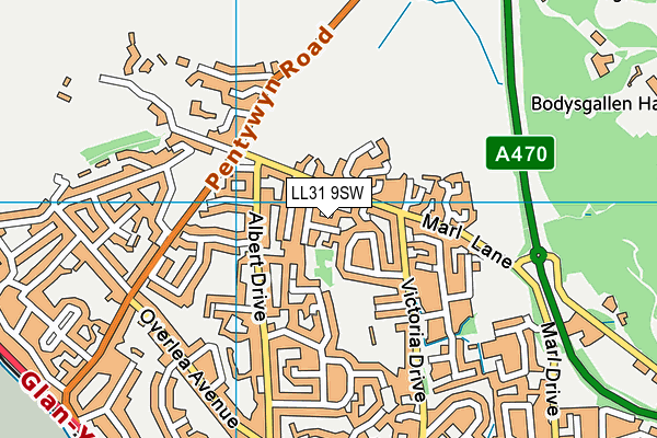 LL31 9SW map - OS VectorMap District (Ordnance Survey)