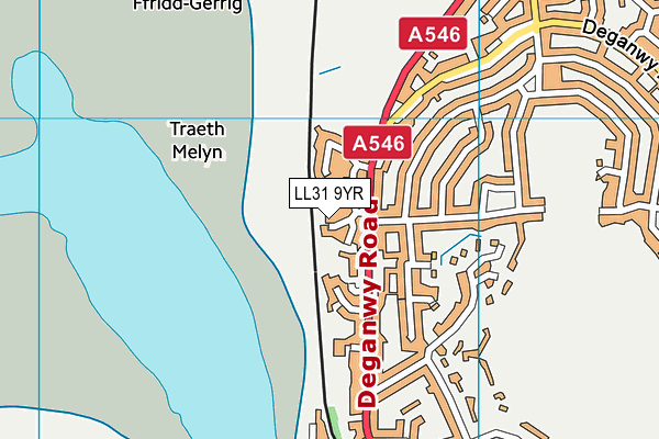 LL31 9YR map - OS VectorMap District (Ordnance Survey)