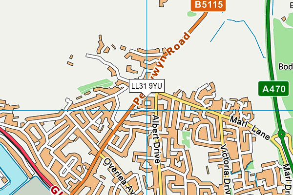 LL31 9YU map - OS VectorMap District (Ordnance Survey)