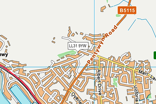 LL31 9YW map - OS VectorMap District (Ordnance Survey)