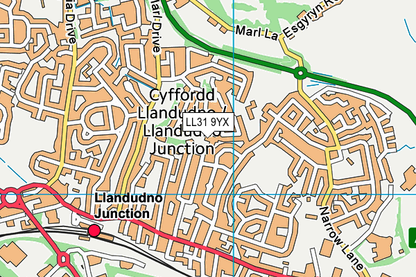 LL31 9YX map - OS VectorMap District (Ordnance Survey)