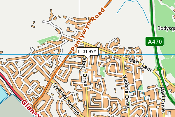 LL31 9YY map - OS VectorMap District (Ordnance Survey)