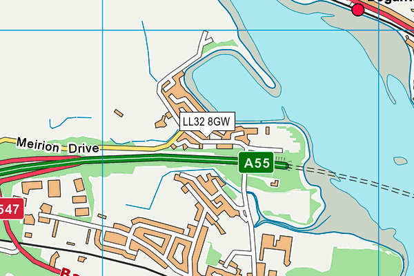 LL32 8GW map - OS VectorMap District (Ordnance Survey)