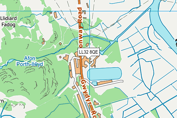 Ysgol Dyffryn yr Enfys map (LL32 8QE) - OS VectorMap District (Ordnance Survey)
