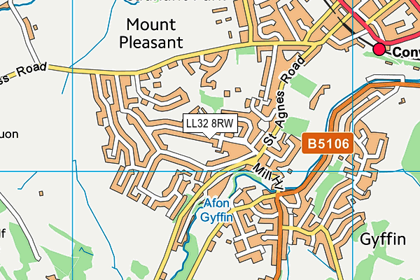 LL32 8RW map - OS VectorMap District (Ordnance Survey)