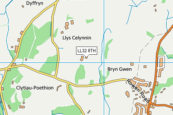 LL32 8TH map - OS VectorMap District (Ordnance Survey)