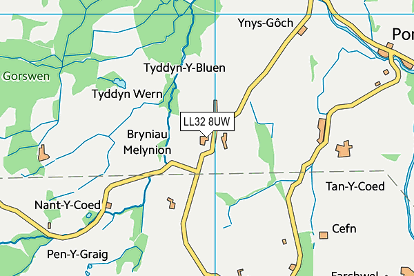 LL32 8UW map - OS VectorMap District (Ordnance Survey)