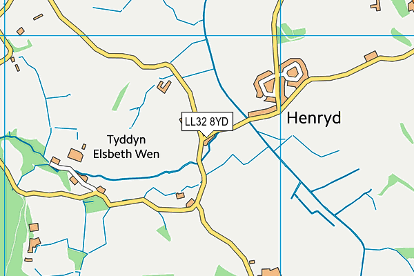 LL32 8YD map - OS VectorMap District (Ordnance Survey)