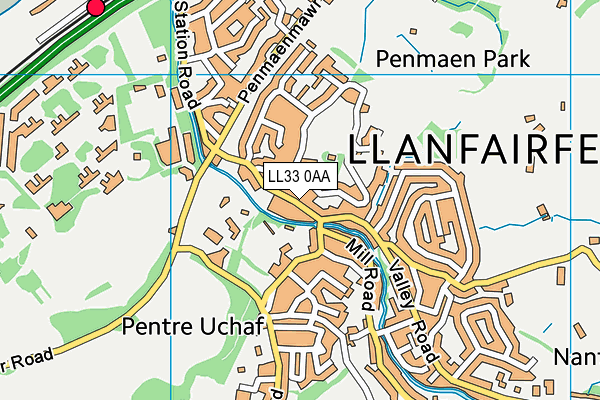 Ysgol Pant-Y-Rhedyn map (LL33 0AA) - OS VectorMap District (Ordnance Survey)