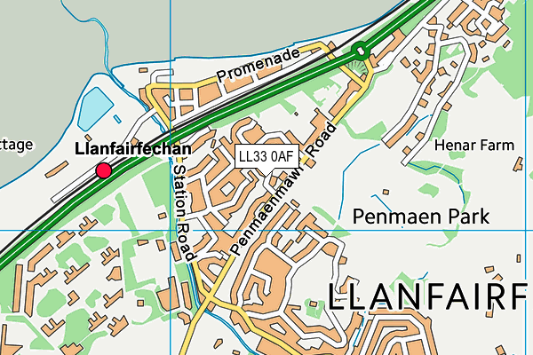 LL33 0AF map - OS VectorMap District (Ordnance Survey)
