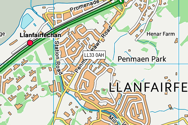 LL33 0AH map - OS VectorMap District (Ordnance Survey)